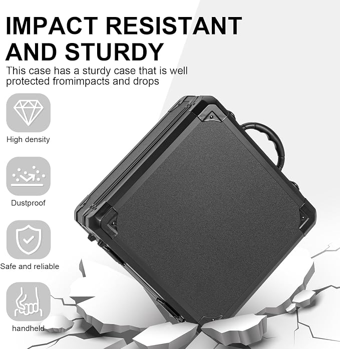 Protective Hard Case Shockproof Water-resistant with Customized DIY Foam Insert fit for Camera, Laptops, etc, 12.2 X 12.2 X 4.5-Inch