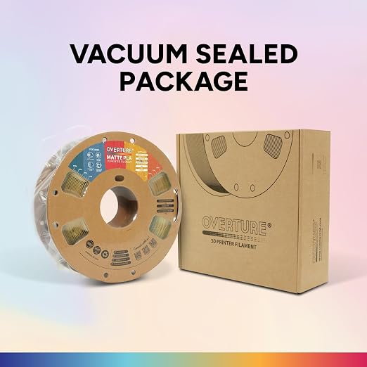 OVERTURE Matte PLA 1.75mm, Low Warp & Smooth Finish 3D Printer Filament | Frosted Matt Finish Hides Layer Lines, 1kg Spool (2.2lbs) Cardboard Spool, Fit Most FDM Printer (Matte Butter Yellow)
