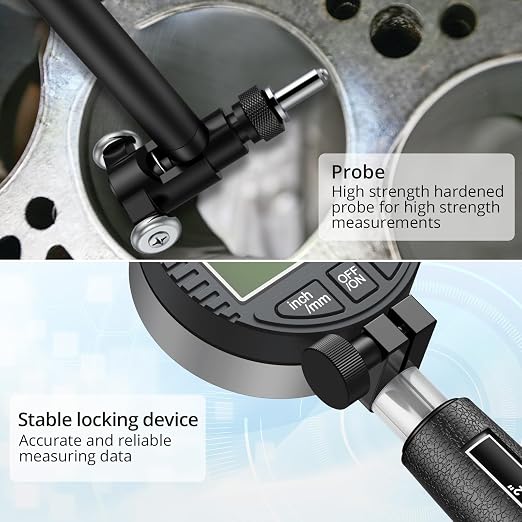 Digital Bore Gauge 1.4"-6",Engine Cylinder Bore Measuring Tool with LCD Display,15 Anvils,6" Measuring Depth,0.0005" Resolution for Cylinder Wear,Taper & Out-of-Round Inspection