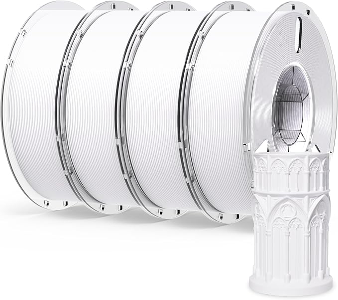 RAMBERY White PLA Plus 3D Printer Filament, 4KG PLA Filament Bundle | 1.75mm Toughness Upgraded, Neatly Wound, Fit Most FDM Printers