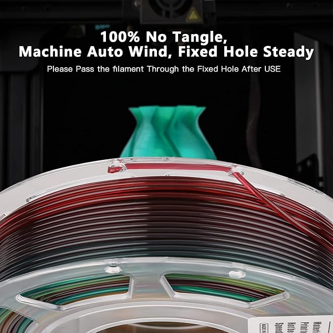 AMOLEN 3D Printer Filament Bundle, PLA Filament 1.75mm Transparent Multicolor, with Light Transmission Feature,Blue Purple,Yellow Green Purple,Blue Brown,Orange Grey,200g x 4 Spools