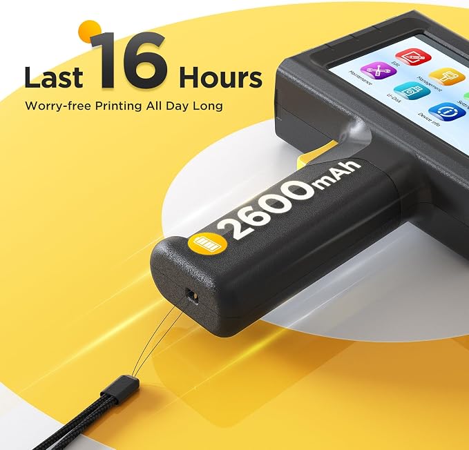 Handheld Inkjet Printer 0.5 Inches Print Height Weighs Only 390g for Batch Code Date Lot Number Print on Plastic Carton Wood Metal Glass Aluminum with 42ml Fast Dry Ink (Black)