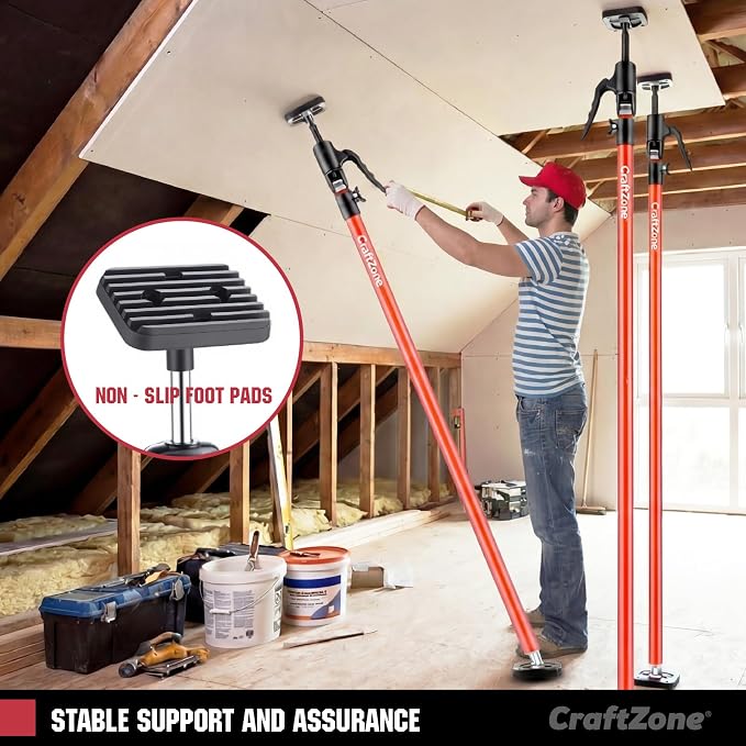 Cabinet Jacks for Installing Cabinets Heavy Duty Support Pole Drywall Lift Premium Dust Barrier Poles Telescopic Adjustable 2-Pack