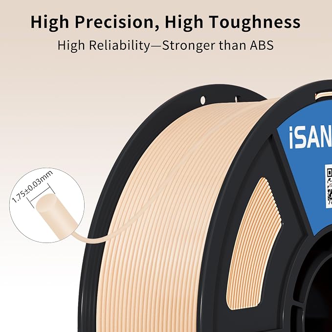 iSANMATE 3D Printer Filament ASA Natural Beige, UV & Weather Resistant ASA Filament Perfect for Outdoor Functional Parts, for Bambu Lab 3D Printers,AMS,AMSLite, 1kg Spool (2.2lbs)