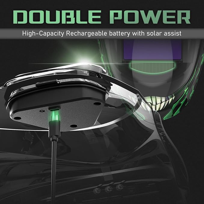 Panoramic View Auto Darkening Welding Helmet with Light, 1/1/1/1 True Color Solar Powered Welding Hood Mask, 4 Arc Sensor Wide Shade 4/5-9/9-13 for TIG, MIG, ARC, Cut, Grinding, AC-28800G-DT