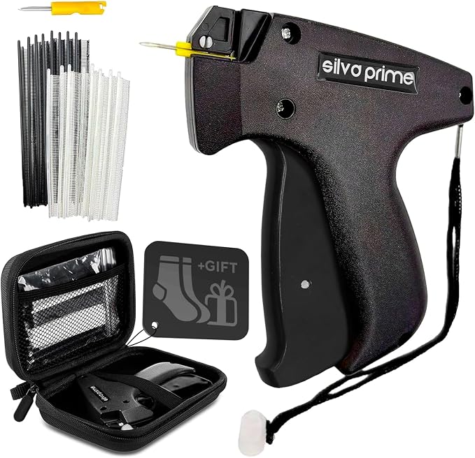 4000 Pcs Stitch Gun for Clothes, Tagging Gun for Clothing | 2000 Black & 2000 White Fasteners, 2 Stainless Steel Needles & Carry Case - Works on All Fabrics