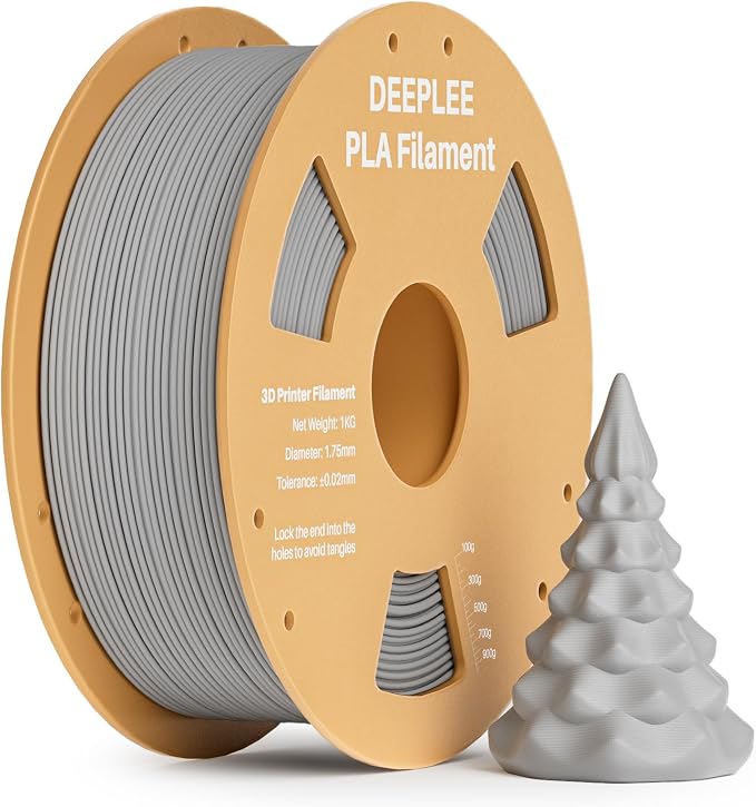 PLA 1.75mm 3D Printer Filament, Dimensional Accuracy +/- 0.02mm, Neatly Wound, No Clogging, Vacuum Package, Fits for Most FDM 3D Printers, Cardboard Spool 1kg Grey