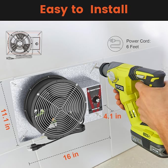Abestorm 720CFM High Air Flow Crawlspace Ventilation Fan, IP55 Rated 10" Vent Fan with Humidistat Freeze Protection Thermostat for Crawl Space, Basement, Garage, Attic with Isolation Mesh