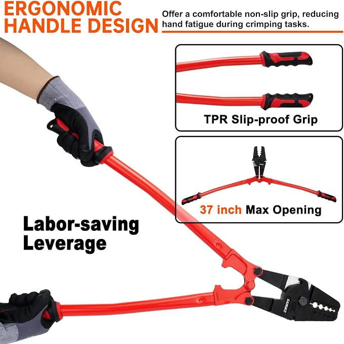 Sanuke 24 Inch Hand Swaging Tool, Wire Rope Crimping Tool 5 Cavity 1/16" 3/32" 1/8" 5/32" 3/16", Crimping and Cutting Combo Cable Crimper, Hand Swager with 50pcs Aluminum Stop Sleeves Oval Sleeves