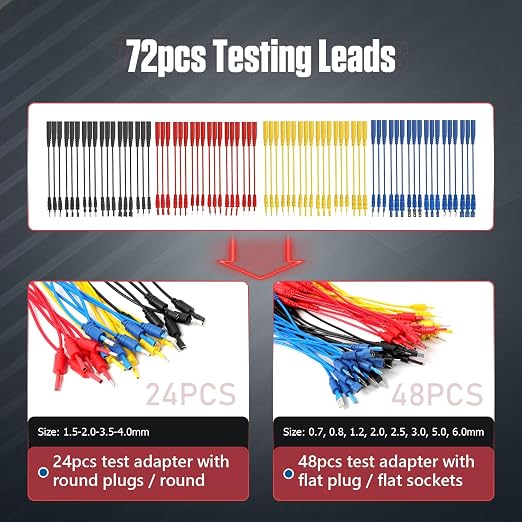 Multimeter Test Leads Kit 114PCS Multimeter Leads Kit Multi Function Electrical Back Probe Kit Efficient Automotive Circuit Test Leads Kit Relay Wire Terminal Test Diagnostic Tool with Alligator Clips