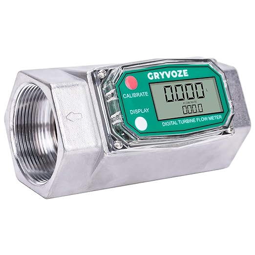 2 Inch Digital Turbine Flow Meter, 15.8-132 GPM Inline NPT Thread Fuel Flowmeter with LCD Display for Water, Diesel, Gas Oil, Gasoline, and Other Liquids - Supports Gallon, QTS, PTS, L, m³