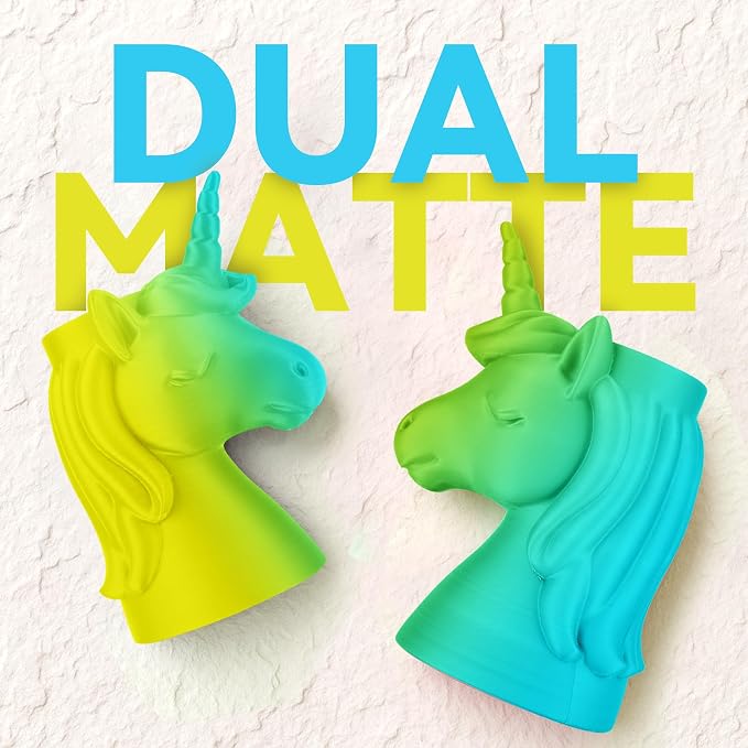 SUNLU Dual Color Matte PLA Filament 1.75mm, Matte 3D Printer PLA Filament, PLA Filament 1kg Spool (2.2lbs), Dimensional Accuracy +/- 0.02mm, Yellow Cyan