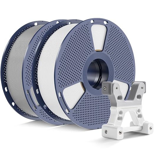 PETG Filament 1.75mm 2025 Upgrade Spool Compatible with Bambulab Refill Filament, 2kg(4.4lbs) SUNLU PETG 3D Printer Filament, 1.75mm Dimensional Accuracy +/- 0.02mm, White+Grey Bundle