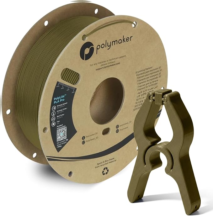 Polymaker PLA PRO Filament 1.75mm 1kg, Tough & High Rigidity Army Green 3D Printing Filament, PolyLite PLA PRO High Speed, Print with Most 3D Printers