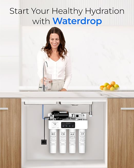 Waterdrop RT-2CFCBALK Filter, Replacement for Waterdrop T4-A Reverse Osmosis System (𝐂𝐅*𝟐 + 𝐂𝐁*𝟏 + 𝐀𝐋𝐊*𝟏), 1-Year Combo