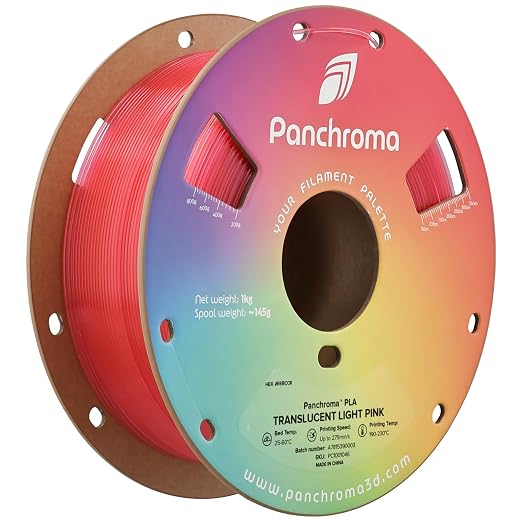 Polymaker Panchroma Translucent PLA Filament 1.75mm, 1kg, Light Pink | Neatly Wound, Semi Transparent PLA, Easy Print & Smooth Feeding, Compatible with Bambu Lab & Most 3D Printers