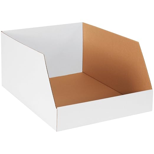 Partners Brand PBINJ182412 Jumbo Open Top Bin Boxes, 18" x 24" x 12", Oyster White (Pack of 20)