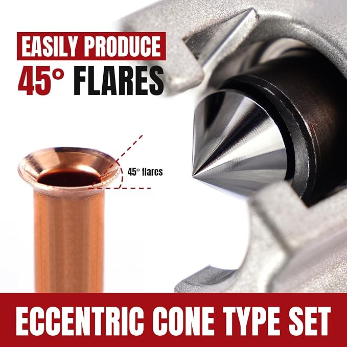 Thorstone 7 Dies Flaring Tool Set| HVAC Flaring Tool Kit | Sizes 3/16" -3/4" |45 Degree Heavy Duty Eccentric Cone Type Set | Extra Adapters a Cutter for 1/8" to 1-1/8" Pipe, a Round Reamer