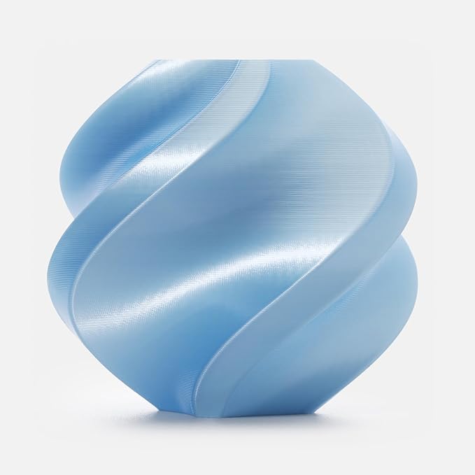 Bambu Lab PLA Silk+ Filament 1.75mm 1kg Spool - PLA 3D Printer Filament, Smooth Finish, Low Warp, Easy to Print, Compatible with Bambu Lab & Most FDM 3D Printers - Baby Blue (13603) - Spool