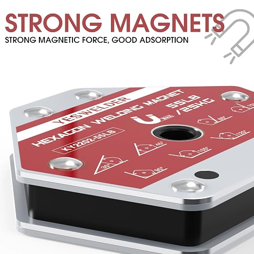 YESWELDR Hexagon Welding Magnets, 25LB&55LB&110LB 6PCS Multi-Angle Strong Magnetic Welding Holder, Holding Power Welding Accessories