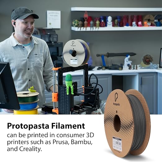 Protopasta Stainless Steel Filled PLA 3D Printer Filament | ProtoPlant Metal-Filled PLA Plastic Printer Filament with 60% Steel | Polish and Patina Friendly Metal Composite Filament | 500g Spool