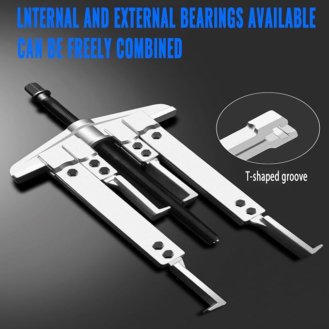3 in 1 Gear Puller Set,9pcs 2 Jaw Bearing Flywheel Puller Kit with Reversible Jaws,Cr-V Steel Heavy Duty Pulley Puller Tool for Pulley Gear Bearing Flywheel Removal.