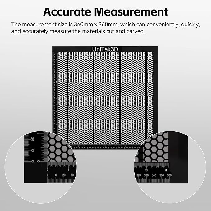 UniTak3D Honeycomb Laser Bed 400x400mm Working Table for XTool D1/D1 Pro/S9/S10/S30 Pro/RAY5 Engravers,Fast Heat Dissipation and Desktop Protection with Aluminum Plate(Working Area:14.17x14.17in)
