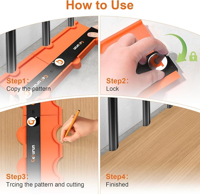 Contour Gauge 10+10 Inch Unlimited Connection Profile Tool with Lock, Valentine's Day Gifts for Men Husband Him, Super Contour Duplicator Woodworking Tools Construction Outline Angle Measuring Tool