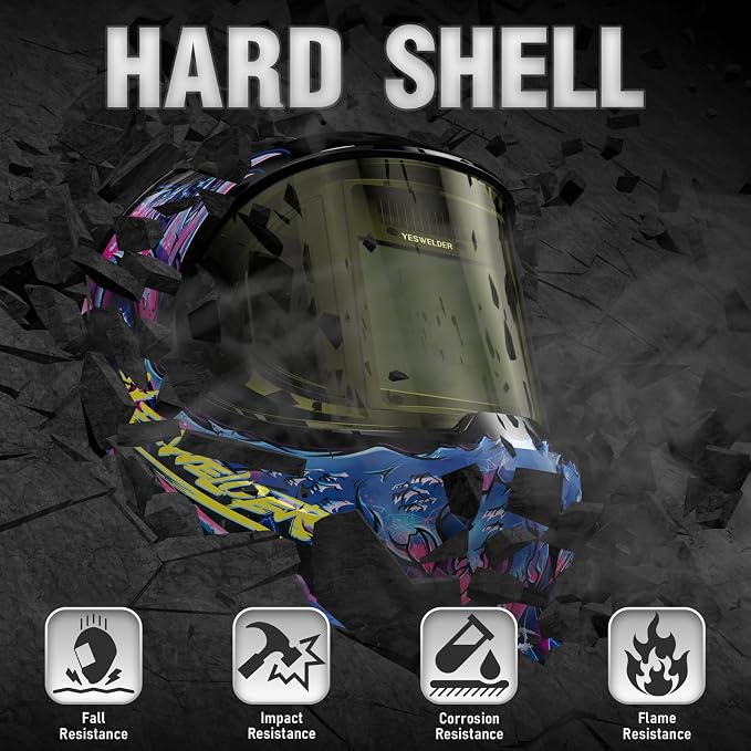 YESWELDER Auto Darkening Welding Helmet with SIDE VIEW, 180° Panoramic View, 1/1/1/1 True Color Solar Powered Welder Hood, Wide Shade 3/5-9/9-13 Welder Mask for TIG MIG ARC CUT and GRIND, LYG-Q800D