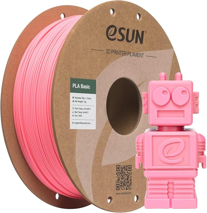 eSUN PLA Basic Filament 1.75mm, 3D Printer Filament High Speed PLA for Fast Printing, 1KG Spool (2.2 LBS) 3D Printing Filament for High Speed 3D Printers, Barbie Pink
