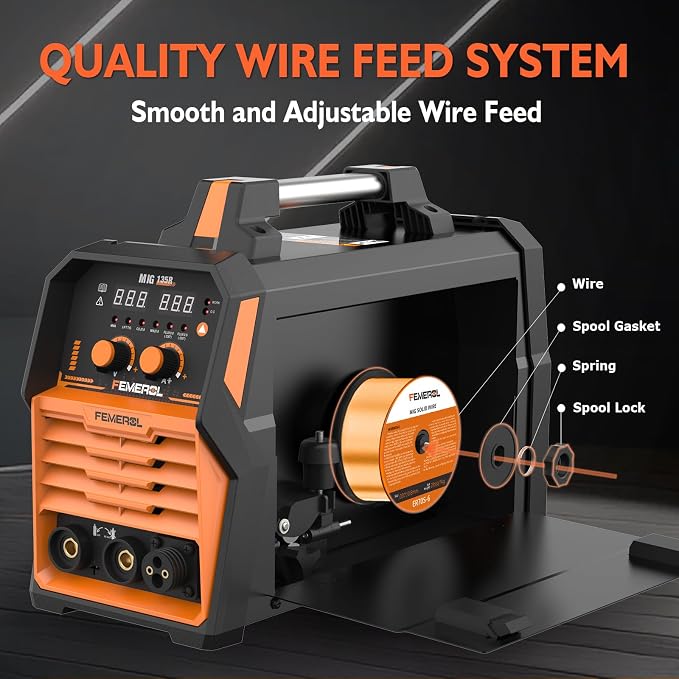 FEMEROL MIG Welder 110V 4 in 1 Multiprocess Welding Machine 135A Gas/Gasless Flux Core MIG Welder/Lift TIG/Stick With Synergy IGBT Inverter