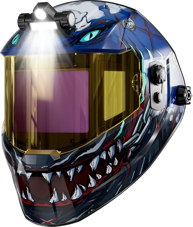 ANDELI Auto Darkening Welding Helmet with Light-Internal Digital Control Filter, 7.2"x3.2" Extra Wide Panoramic View, Type-C Fast Charging True Color Wide Shade 4/5-9/9-13 for Weld Cut Grind