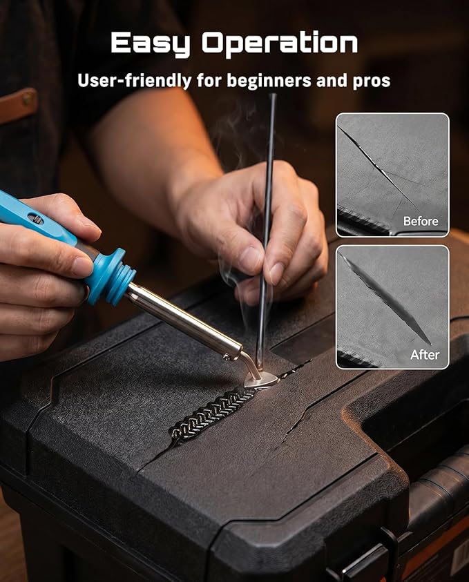 SEESII 150W Plastic Welder Welding Kit, 2 in 1 Hot Stapler Plastic Repair Kit with 60W Soldering Iron, Staples, 20PCS Plastic Rods & Pliers for Car Bumper Crack, Kayak, Dashboard, Plastic Toys Repair