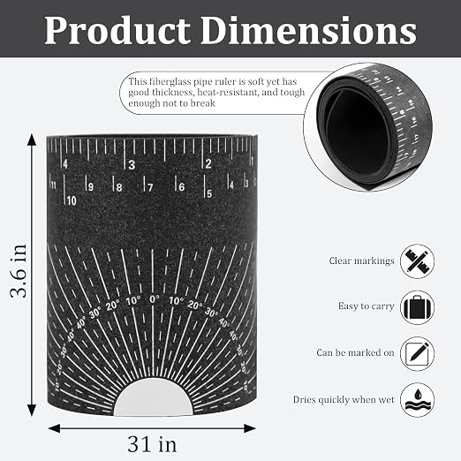 Flexible Pipe Measuring Tool – Bendable Ruler for Curved Surfaces, Hose & Pipe Measurement, Dual Scale Inches/cm, Flexible Ruler Set for Plumbing, HVAC, Automotive, DIY (1)