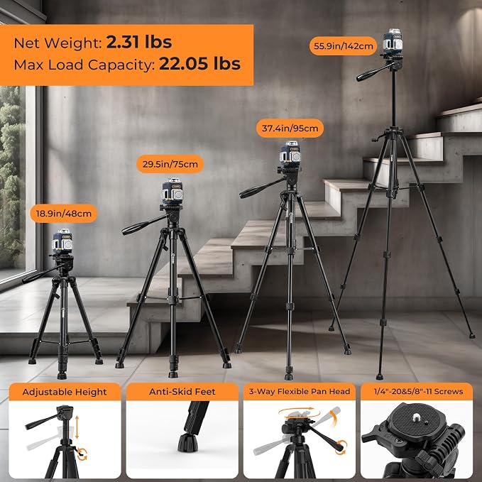 CIGMAN 3D Laser Level with Tripod,Remote Control,Compact Design,4000mAh Battery,Rotary Base,3x360°Self-Leveling Green Laser Leveler for Picture Hanging and DIY Projects