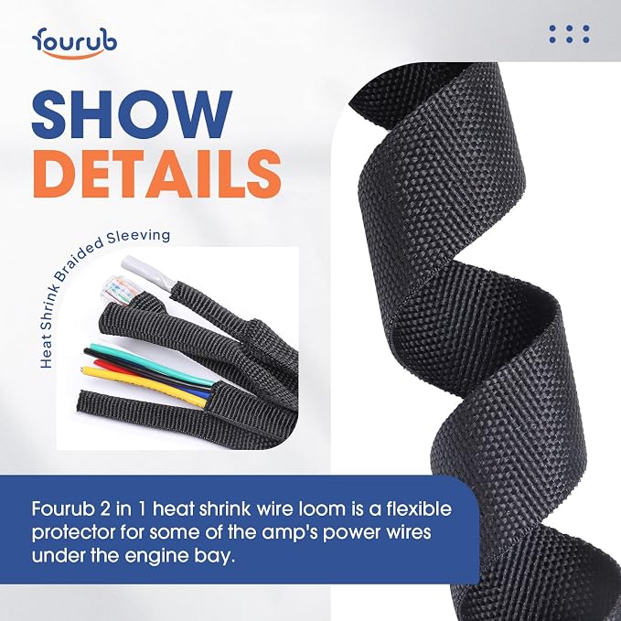 2 to 1 Heat Shrink Abrasion Resistant Woven Tubing 3/8" ID-300inch | Braided Sleeving Shrinkable Fabric Shrink Tubing Loom Protector for Auto Amp Cable Sheath/Wire Harness Wrap