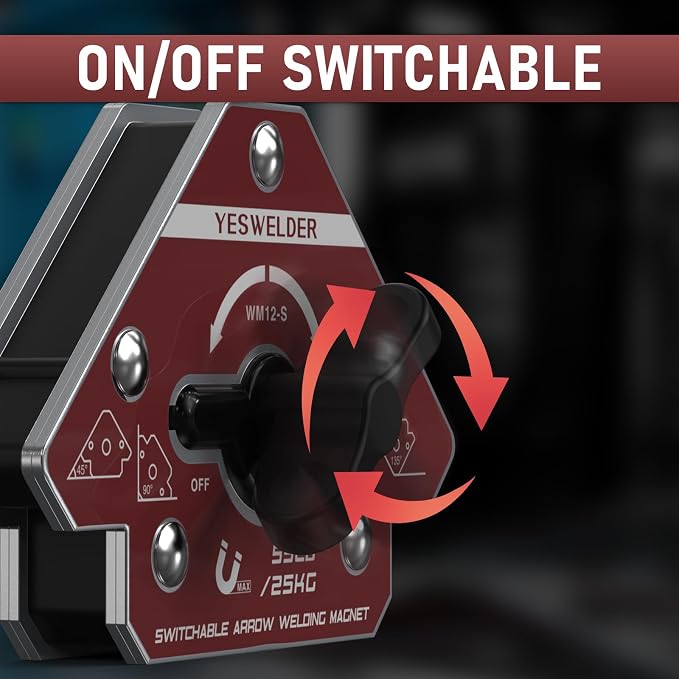 YESWELDER Switchable Welding Magnet 55LB On/Off Switch Arrow Magnetic Welding Holder, Holding Power Welding Accessory