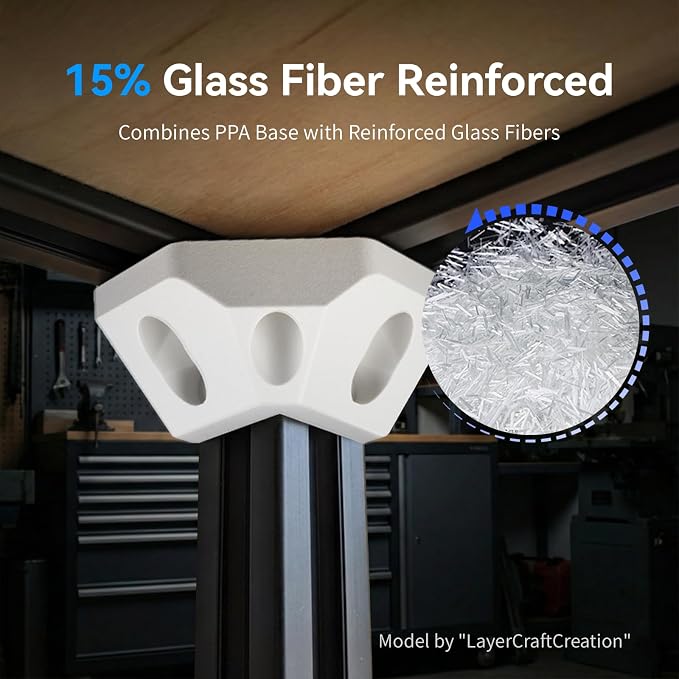 Siraya Tech Fibreheart PPA-GF 3D Printer Filament, 15% Glass Fiber Reinforced High Temperature Nylon, Extreme Strength & High-Temp Resistance (185°C+), Low Moisture for Accurate Prints (1kg, White)