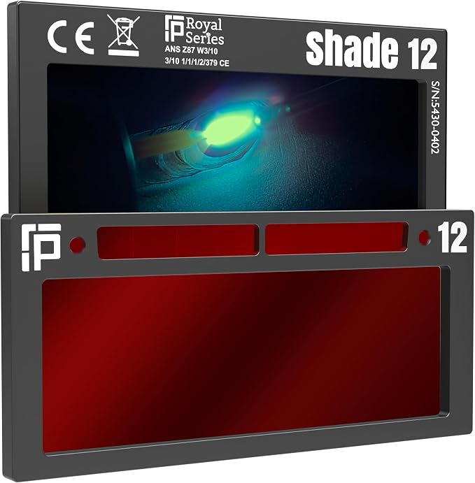 The Duke Single 2.0 | Shade 12 Red Auto Darkening Welding Lens | 20A TIG Rating - No Flashing | 2" X 4.25" X 0.2" | Red Welding Lens - Blue/Green Puddle | Ridge Products Royal Series 2.0