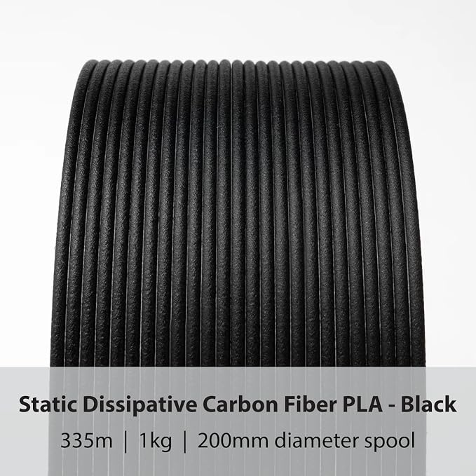 Protopasta Static Dissipative Black Carbon Fiber PLA 3D Printer Filament for ESD Safe Prints | Easy Printing with Low Warp| 1.75mm Filament | 1kg with Recyclable Cardboard Spool