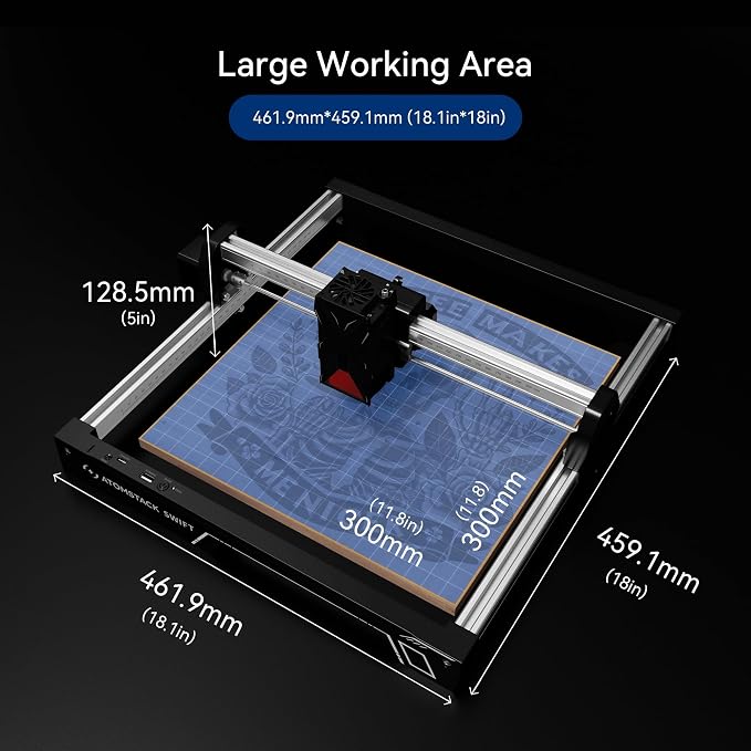 ATOMSTACK Swift 7W Laser Engraver, Swift 7W Laser Cutter, 0.06mm High Accuracy Laser Engraving Machine for Wood and Metal, Dark Acrylic, Glass, Leather Black