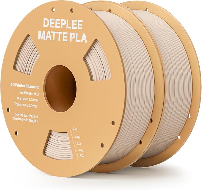 Matte PLA Filament 1.75mm, 3D Printer Filament Dimensional Accuracy +/- 0.02mm, No Clogging, Higher Toughness, Cardboard Spool 3D Filament, 2 Pack Beige
