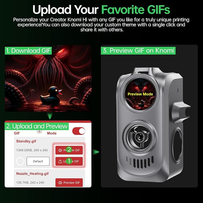 BIGTREETECH Creator KNOMI Hi Perfectly for Creality Hi Combo 3D Print Head, Plug and Play, Support Real-Time Print Monitoriing with Knomi UI, Customizable Colors and GIFS