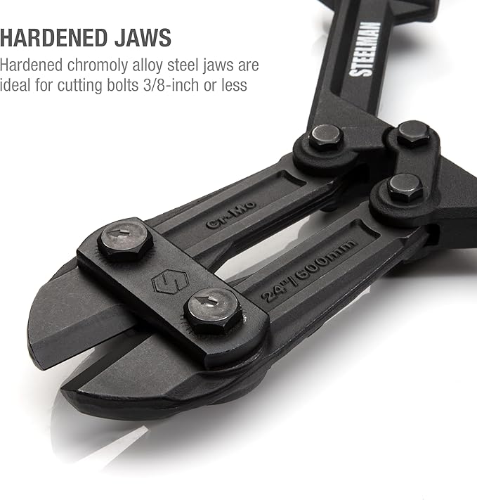 STEELMAN Folding Bolt Cutter with Ergonomic Handles, 24-inch, Cuts Bolts and Locks, Steel Construction, Non-Slip Grip