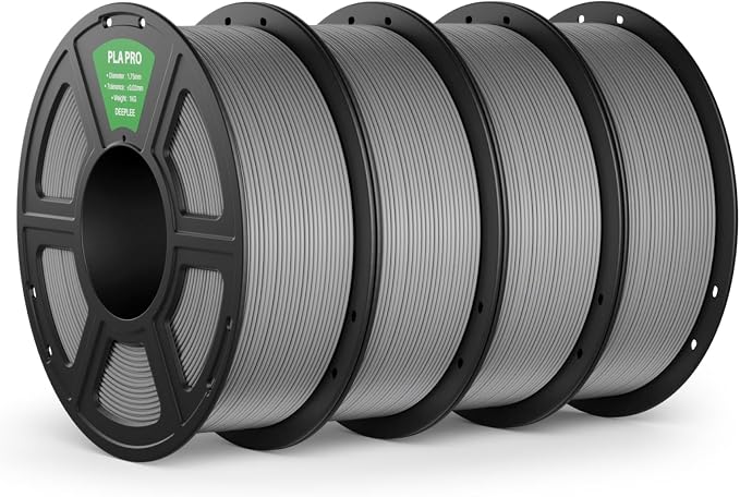PLA PRO Filament 1.75mm, Stronger Toughness 3D Printer Filament, PLA Filament Dimensional Accuracy +/- 0.02 mm, Neatly Wound, Fits Most FDM 3D Printer, 4 Pack Grey