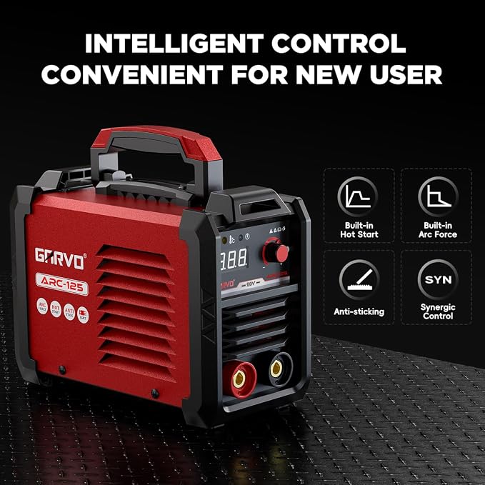 GARVO 110V MMA Welder Machine,125Amp ARC Welder Mini Stick welder Digital Display LCD,Hot Start,Arc Force and Anti-Stick ARC-125 (ARC-125)