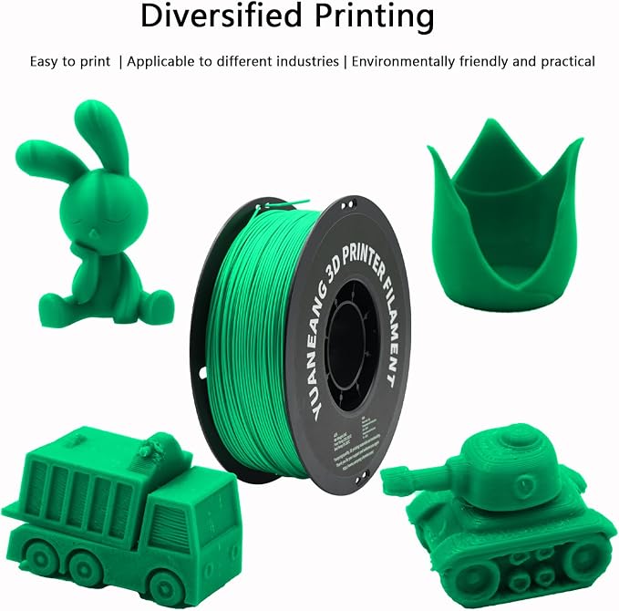 ABS 3D Printer Filament 1.75mm Green, 1kg Spool, Strong & Durable ABS Material, High Heat Resistance, Low Warping, ±0.03mm Precision, Ideal for Functional Parts, Prototypes