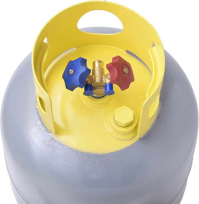 Flame King 50LB Refrigerant Recovery Cylinder Tank, 400 PSI, Dual Y-Valve Liquid/Vapor, Heavy-Duty Steel, HVAC Recovery & Storage