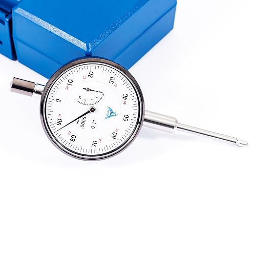PEC Tools Stainless Steel Premium Dial Indicator 0-1", High Precision Shock Resistent, Heavy Duty Industrial Inspection Tool with Large Watch Face, Graduation 0.0005"