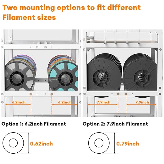 3D Printer Filament Storage Rack- 4 Tiers Filament Spool Holder, Heavy Duty 3D Printing Stand Filament Organizer with 360° Wheels, Metal Filament Stand Shelf for PLA/ABS/TPU/Nylon (White)